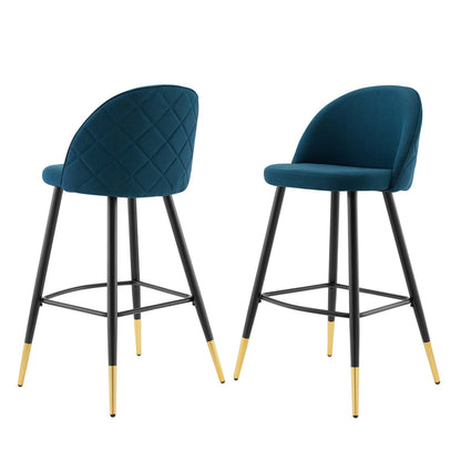 Cordial Fabric Bar Stools - Set of 2, Fabric, Metal, Navy Blue, 20203