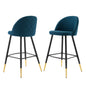 Cordial Fabric Bar Stools - Set of 2, Fabric, Metal, Navy Blue, 20203