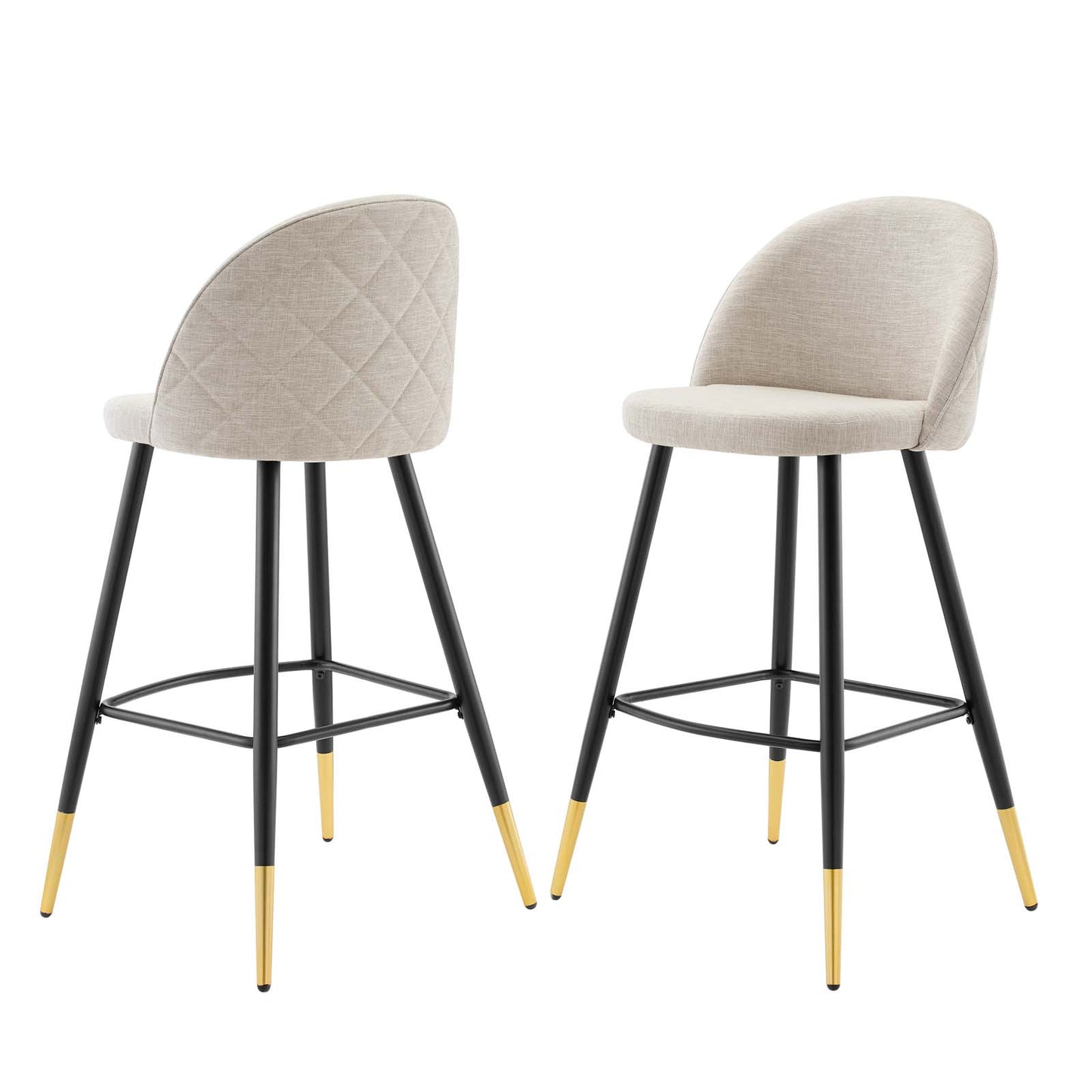 Cordial Fabric Bar Stools - Set of 2, Fabric, Metal, Beige, 20204