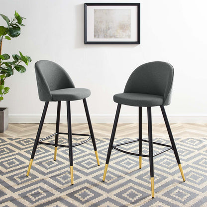 Cordial Fabric Bar Stools - Set of 2, Fabric, Metal, Grey Gray, 20205