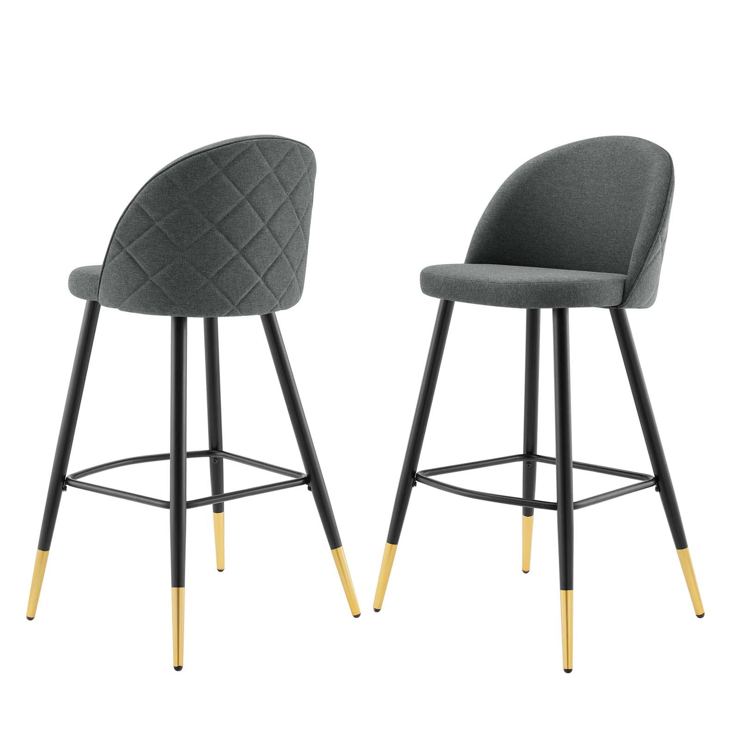 Cordial Fabric Bar Stools - Set of 2, Fabric, Metal, Grey Gray, 20205