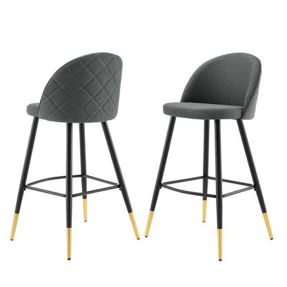Cordial Fabric Bar Stools - Set of 2, Fabric, Metal, Grey Gray, 20205