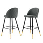 Cordial Fabric Bar Stools - Set of 2, Fabric, Metal, Grey Gray, 20205