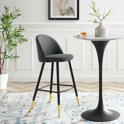 Cordial Fabric Bar Stools - Set of 2, Fabric, Metal, Grey Gray, 20205