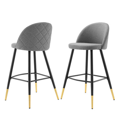 Cordial Fabric Bar Stools - Set of 2, Fabric, Metal, Light Grey Gray, 20206