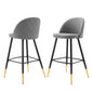 Cordial Fabric Bar Stools - Set of 2, Fabric, Metal, Light Grey Gray, 20206