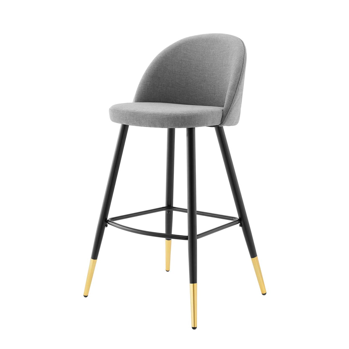 Cordial Fabric Bar Stools - Set of 2, Fabric, Metal, Light Grey Gray, 20206
