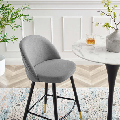 Cordial Fabric Bar Stools - Set of 2, Fabric, Metal, Light Grey Gray, 20206