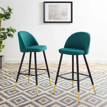 Cordial Fabric Bar Stools - Set of 2, Fabric, Metal, Teal Blue, 20207