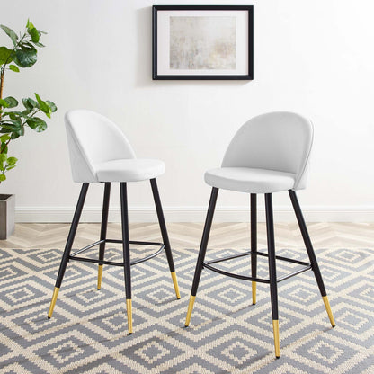 Cordial Fabric Bar Stools - Set of 2, Fabric, Metal, White, 20208
