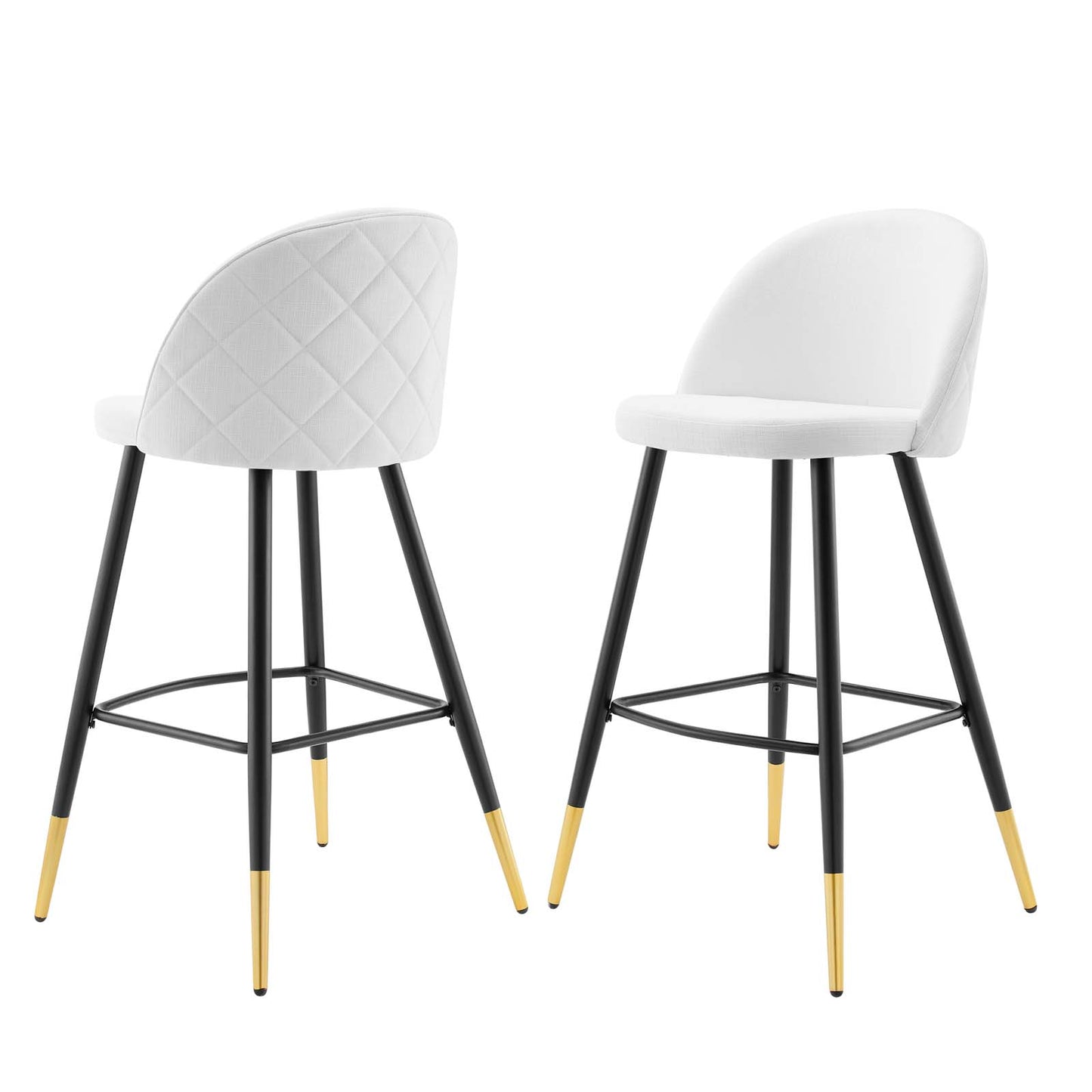 Cordial Fabric Bar Stools - Set of 2, Fabric, Metal, White, 20208