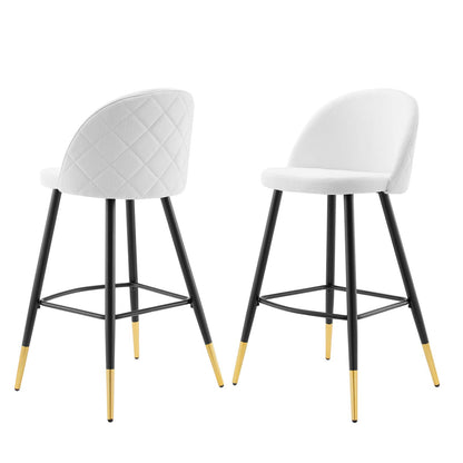 Cordial Fabric Bar Stools - Set of 2, Fabric, Metal, White, 20208
