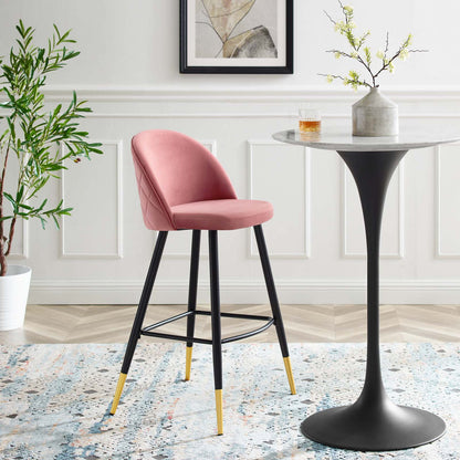 Cordial Performance Velvet Bar Stools - Set of 2, Velvet, Metal Steel, Pink, 20209