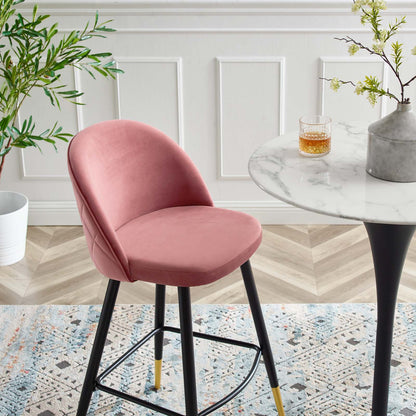 Cordial Performance Velvet Bar Stools - Set of 2, Velvet, Metal Steel, Pink, 20209