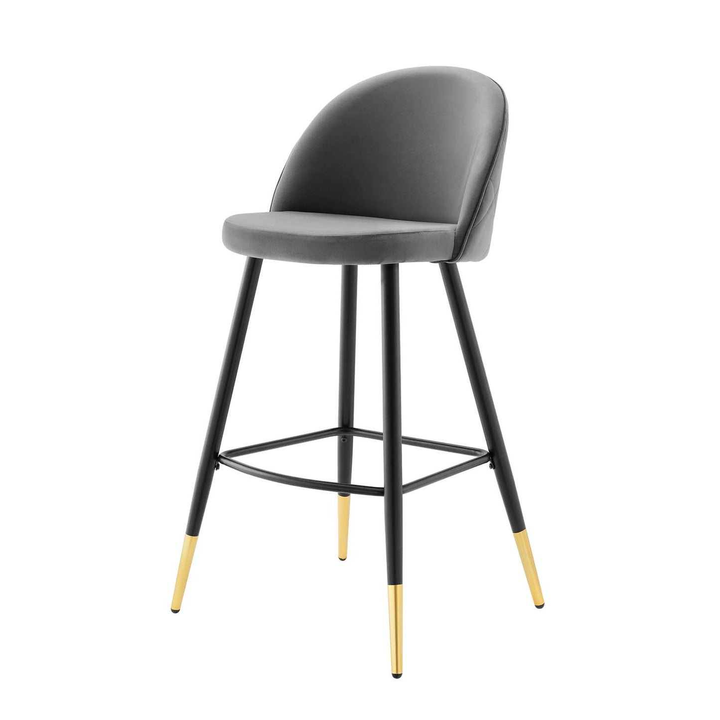 Cordial Performance Velvet Bar Stools - Set of 2, Velvet, Metal Steel, Grey Gray, 20210