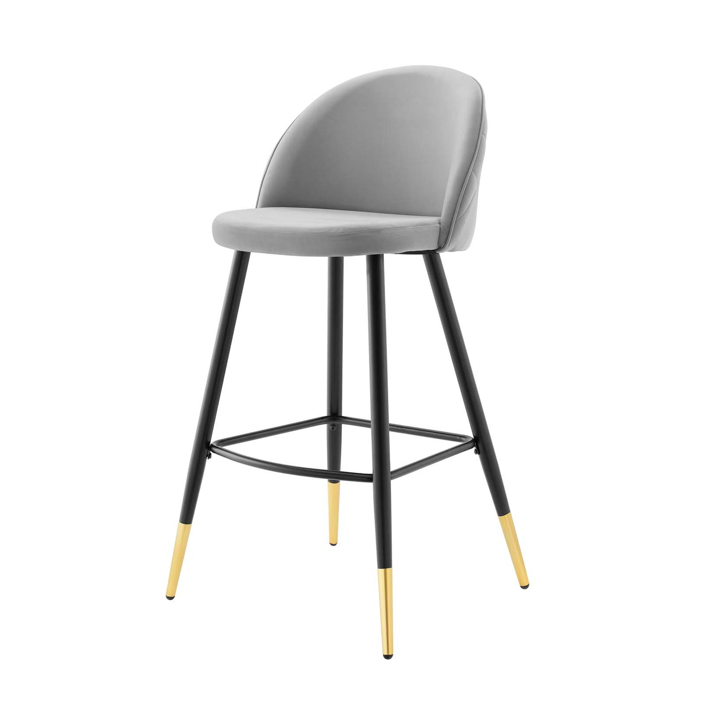 Cordial Performance Velvet Bar Stools - Set of 2, Velvet, Metal Steel, Light Grey Gray, 20211