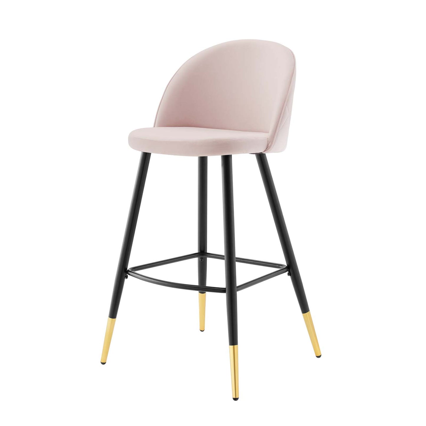 Cordial Performance Velvet Bar Stools - Set of 2, Velvet, Metal Steel, Pink, 20215