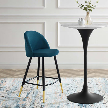 Cordial Fabric Counter Stools - Set of 2, Fabric, Metal, Navy Blue, 20217