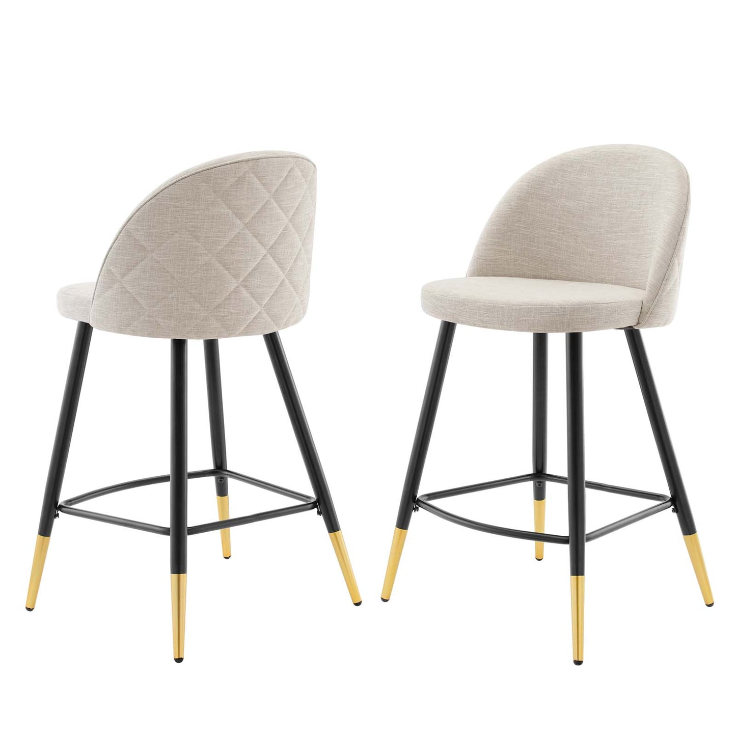 Cordial Fabric Counter Stools - Set of 2, Fabric, Metal, Beige, 20218