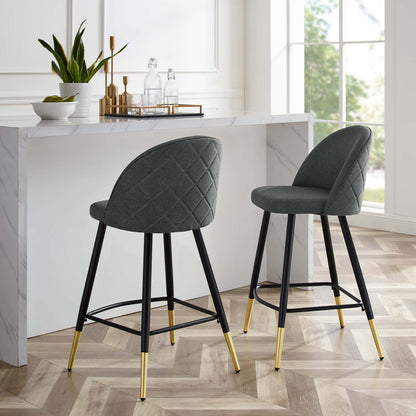 Cordial Fabric Counter Stools - Set of 2, Fabric, Metal, Grey Gray, 20219