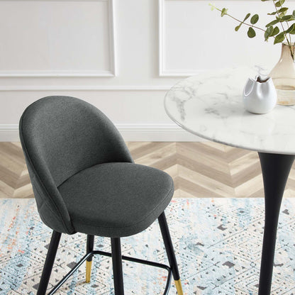 Cordial Fabric Counter Stools - Set of 2, Fabric, Metal, Grey Gray, 20219