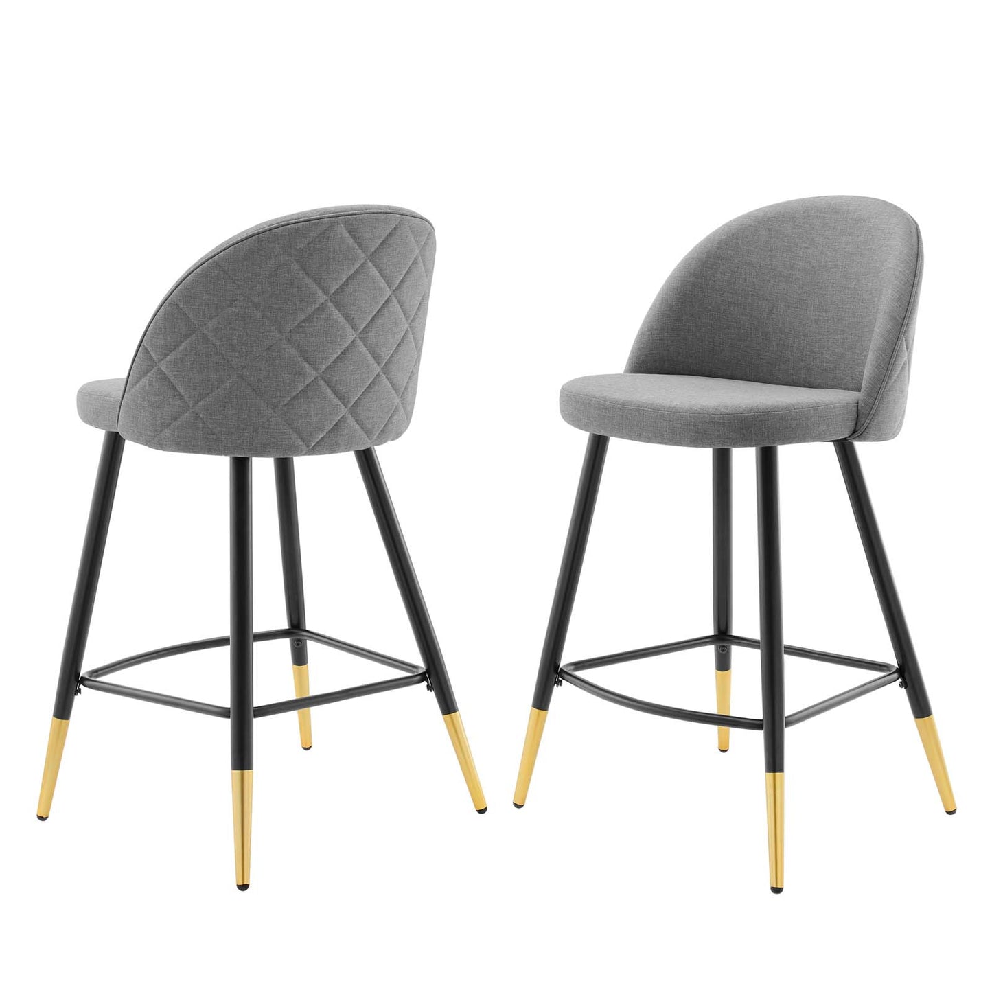 Cordial Fabric Counter Stools - Set of 2, Fabric, Metal, Light Grey Gray, 20220