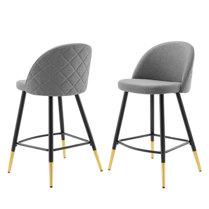 Cordial Fabric Counter Stools - Set of 2, Fabric, Metal, Light Grey Gray, 20220