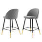 Cordial Fabric Counter Stools - Set of 2, Fabric, Metal, Light Grey Gray, 20220