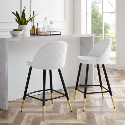 Cordial Fabric Counter Stools - Set of 2, Fabric, Metal, White, 20222