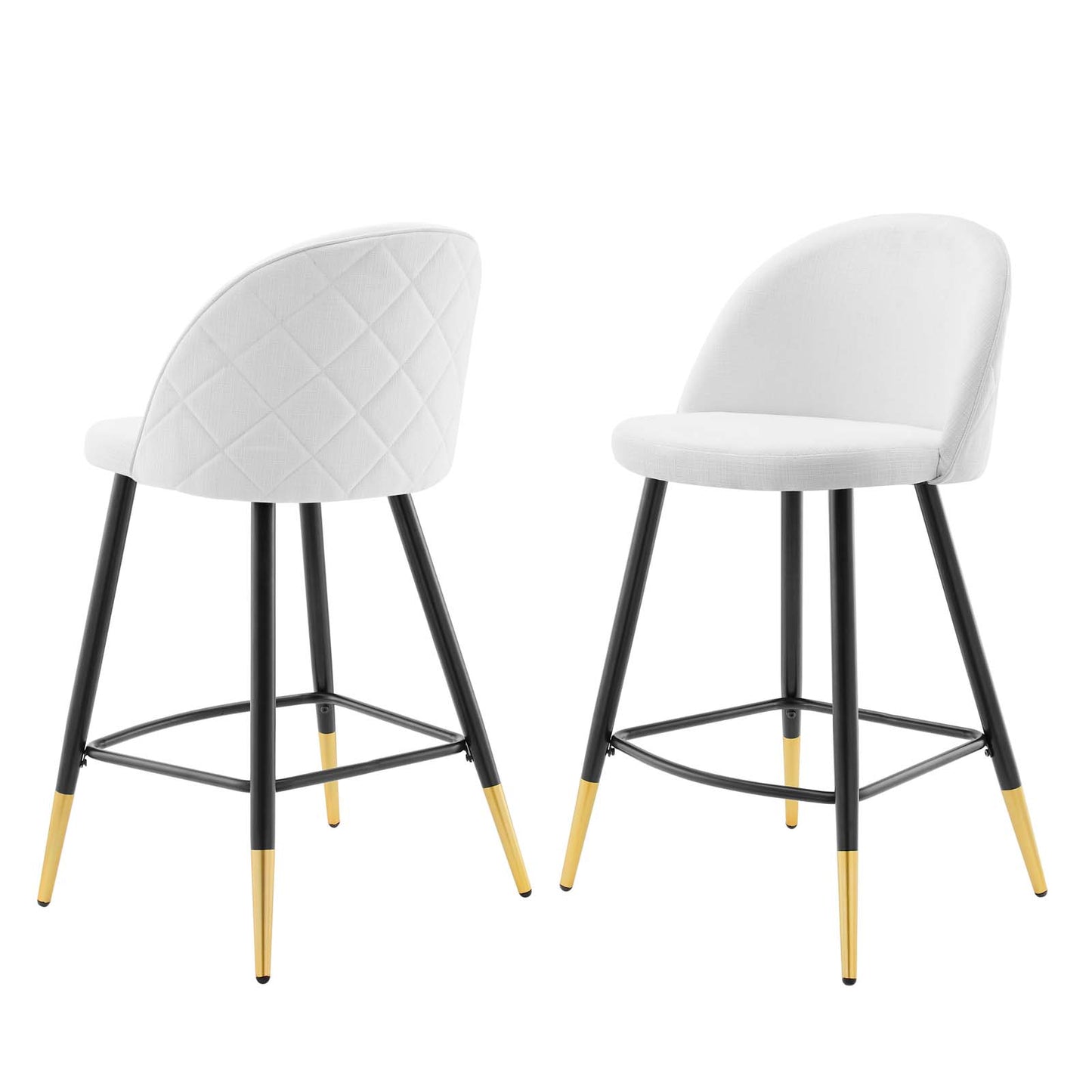 Cordial Fabric Counter Stools - Set of 2, Fabric, Metal, White, 20222