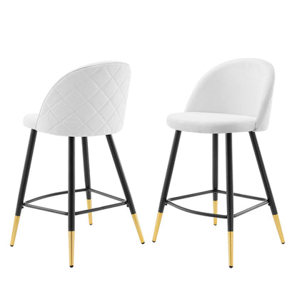 Cordial Fabric Counter Stools - Set of 2, Fabric, Metal, White, 20222