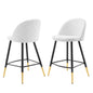Cordial Fabric Counter Stools - Set of 2, Fabric, Metal, White, 20222
