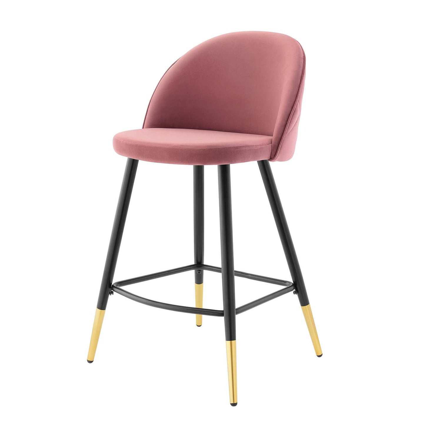 Cordial Performance Velvet Counter Stools - Set of 2, Velvet, Metal Steel, Pink, 20223