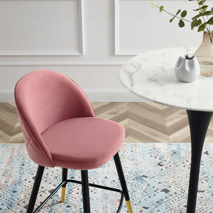 Cordial Performance Velvet Counter Stools - Set of 2, Velvet, Metal Steel, Pink, 20223