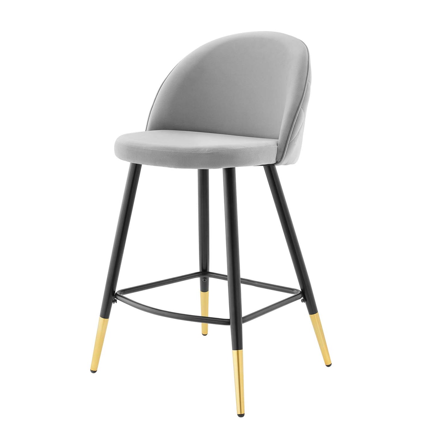 Cordial Performance Velvet Counter Stools - Set of 2, Velvet, Metal Steel, Light Grey Gray, 20225