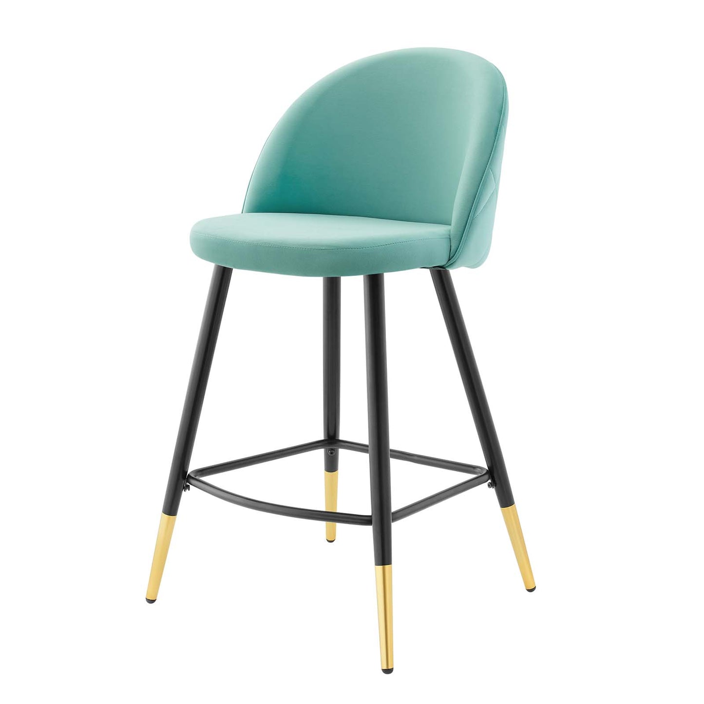 Cordial Performance Velvet Counter Stools - Set of 2, Velvet, Metal Steel, Blue, 20226
