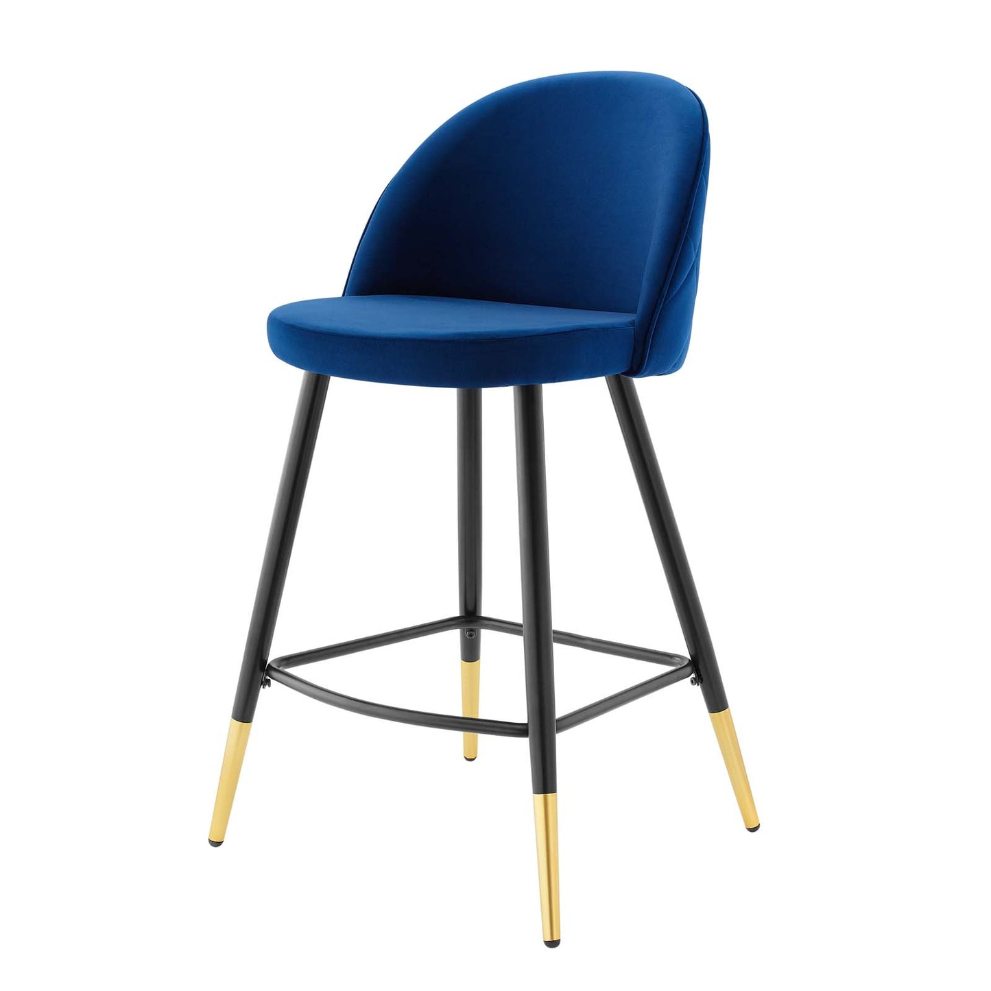 Cordial Performance Velvet Counter Stools - Set of 2, Velvet, Metal Steel, Blue Navy, 20227