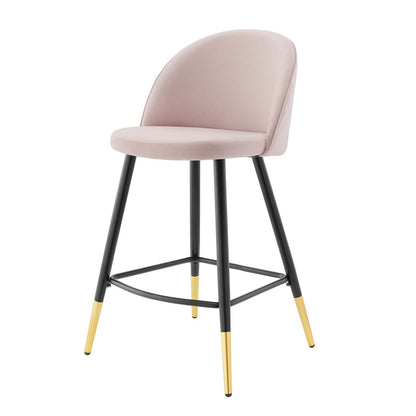 Cordial Performance Velvet Counter Stools - Set of 2, Velvet, Metal Steel, Pink, 20229