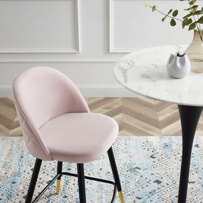 Cordial Performance Velvet Counter Stools - Set of 2, Velvet, Metal Steel, Pink, 20229