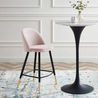 Cordial Performance Velvet Counter Stools - Set of 2, Velvet, Metal Steel, Pink, 20229