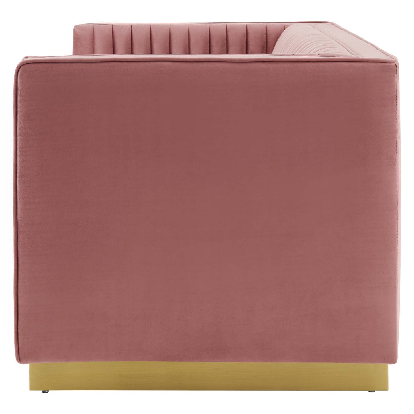 Sanguine Vertical Channel Tufted Performance Velvet Loveseat, Velvet, Pink, 20231
