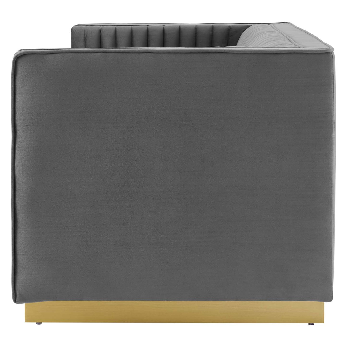 Sanguine Vertical Channel Tufted Performance Velvet Loveseat, Velvet, Grey Gray, 20232