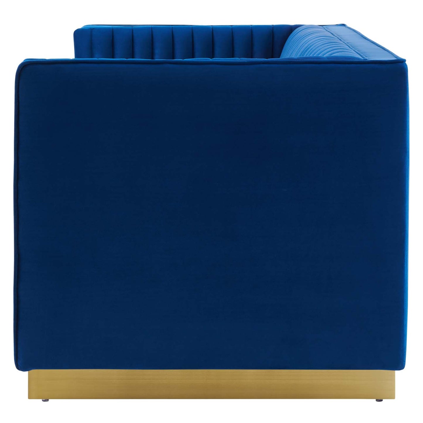 Sanguine Vertical Channel Tufted Performance Velvet Loveseat, Velvet, Blue Navy, 20233