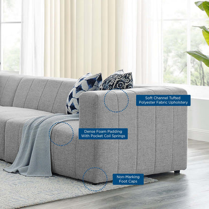 Bartlett Upholstered Fabric Upholstered Fabric 5-Piece Sectional Sofa, Fabric, Light Grey Gray, 20235