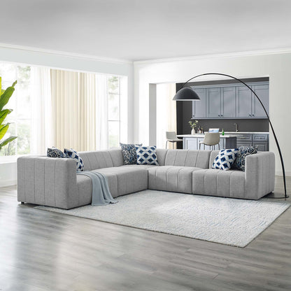 Bartlett Upholstered Fabric Upholstered Fabric 5-Piece Sectional Sofa, Fabric, Light Grey Gray, 20235