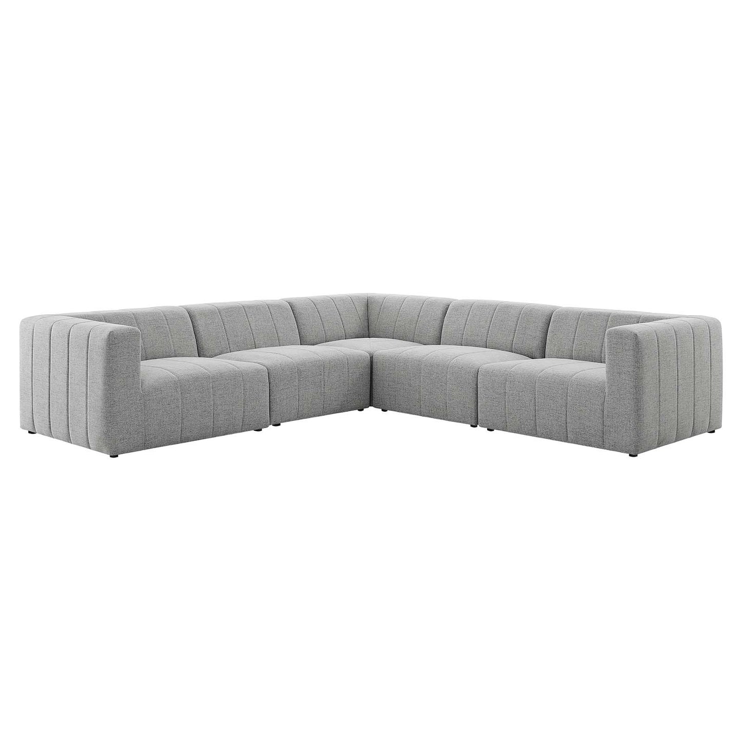 Bartlett Upholstered Fabric Upholstered Fabric 5-Piece Sectional Sofa, Fabric, Light Grey Gray, 20235