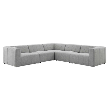 Bartlett Upholstered Fabric Upholstered Fabric 5-Piece Sectional Sofa, Fabric, Light Grey Gray, 20235