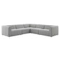 Bartlett Upholstered Fabric Upholstered Fabric 5-Piece Sectional Sofa, Fabric, Light Grey Gray, 20235