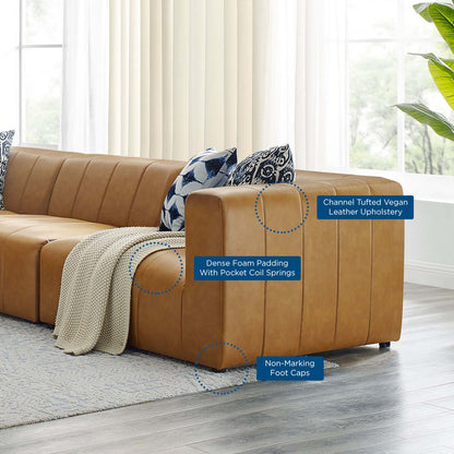 Bartlett Vegan Leather Vegan Leather 5-Piece Sectional Sofa, Faux Vegan Leather, Tan, 20237