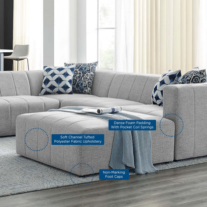 Bartlett Upholstered Fabric 6-Piece Sectional Sofa, Fabric, Light Grey Gray, 20239